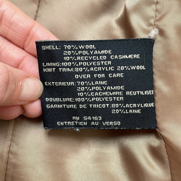 Cole Haan wool blend military trench coat jacket beige tan zipper size 4 - Picture 14 of 14